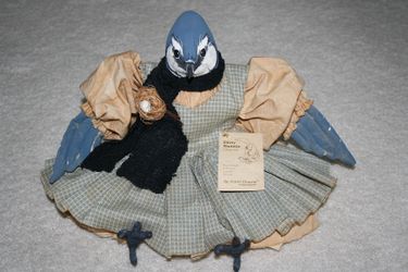 Vintage Karen Drayne Dirty Bunnie: 1991 Girl Blue Jay Bird 14" Hand Made Doll
