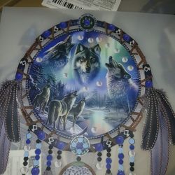 Wolf Dream Catcher .Iron On Patch 