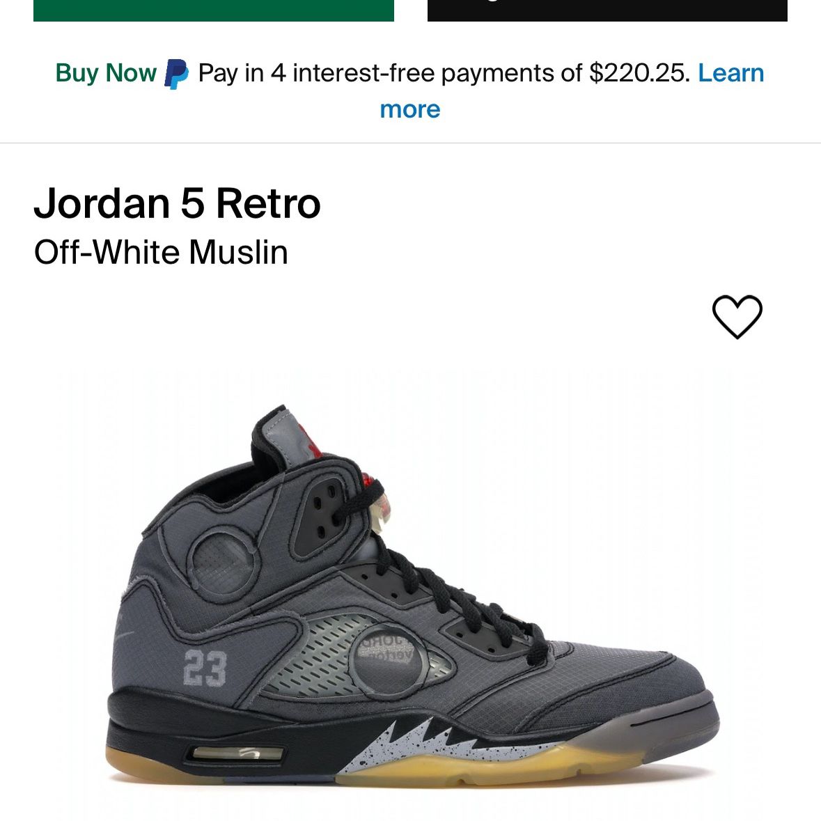 OFF WHITE NIKE AIR JORDAN 5 RETRO MUSLIN RED BLACK SAIL WHITE NEW SALE  SNEAKERS SHOES BOX MEN SIZE 11 45 A3 for Sale in Miami, FL - OfferUp