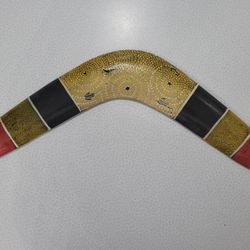 Hand Painted Wood Aboriginal Dot Art Return Boomerang Yarramunua 