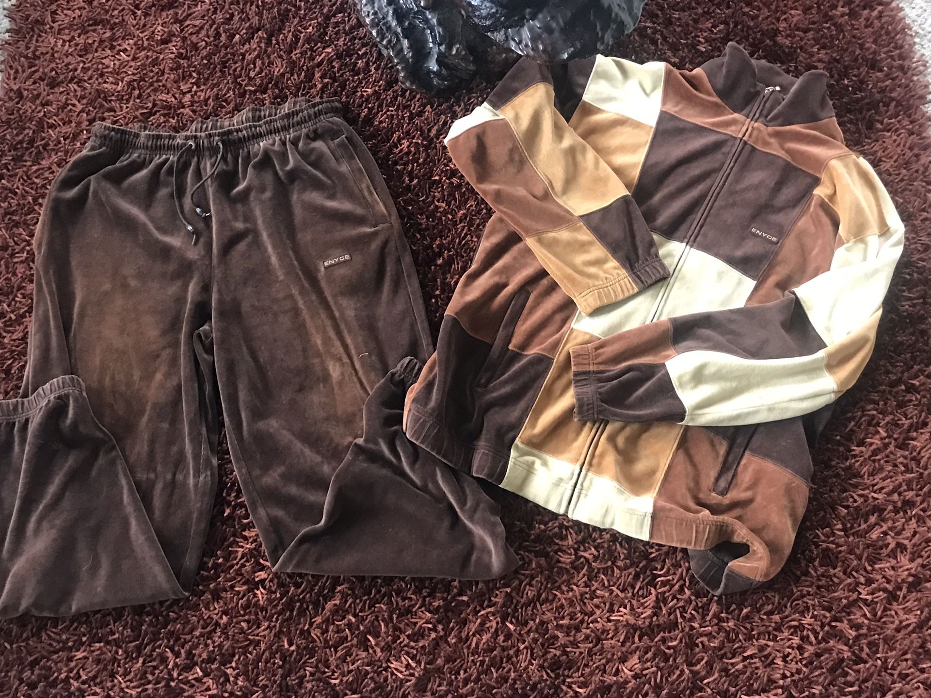 Vintage Mens ENYCE velour track suit L