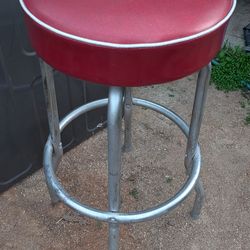 Vintage diner style barstool chair one bar stool red vinyl
