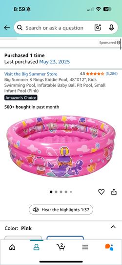 Never Opened Toddler Pool
