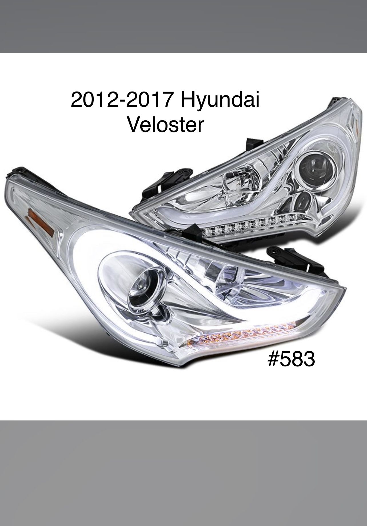 2012 TO 2017 Hyundai Veloster LED DRL / Signal Projector Headlights - Chrome