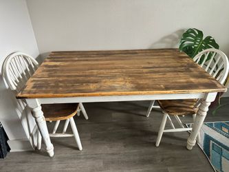 Farmhouse style dining table with 3 chairs
