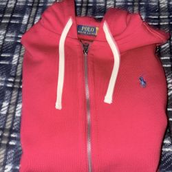 Red Ralph Lauren Polo Zip Up Hoodie Large 