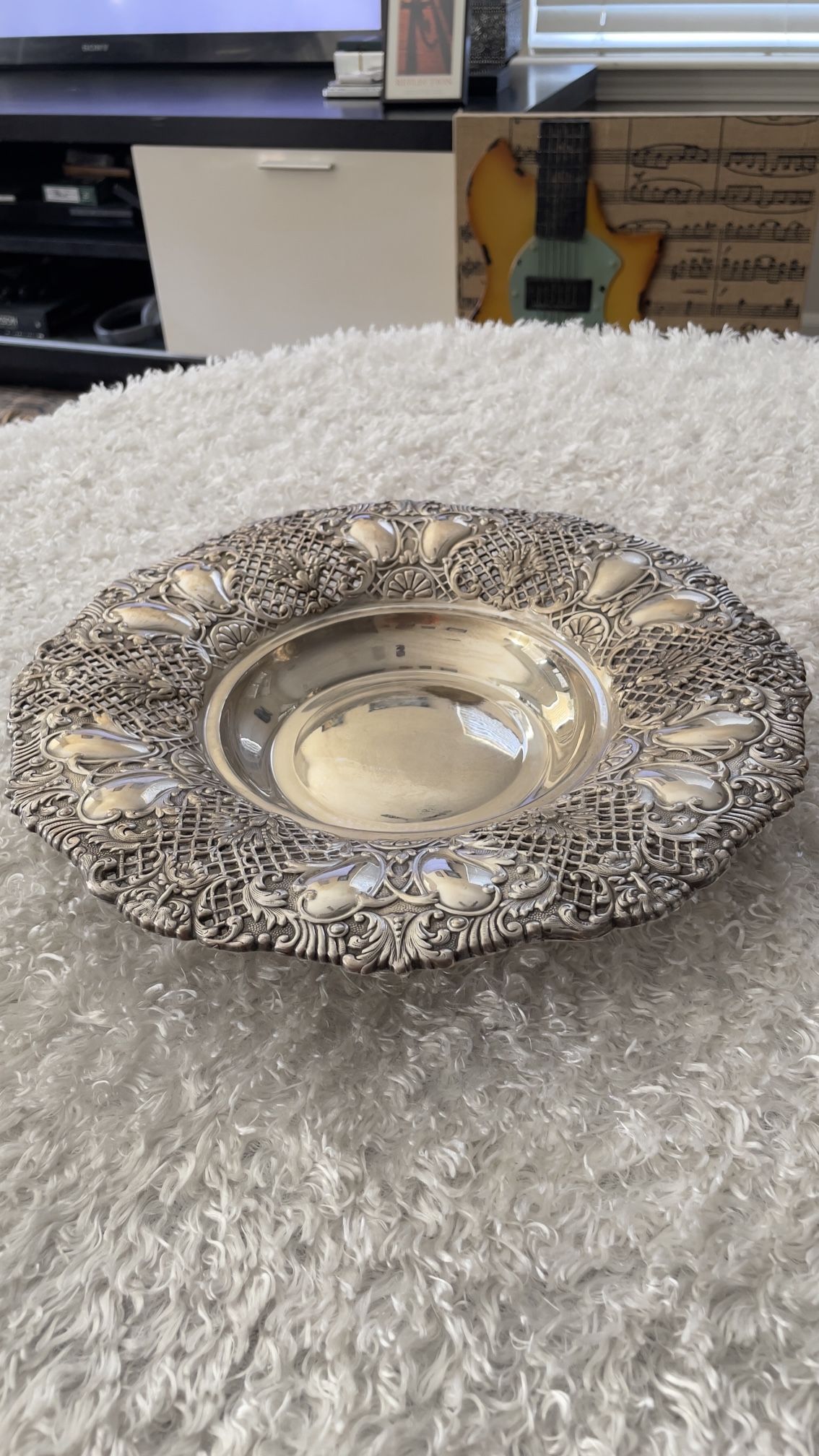 vintage silver-plated centerpiece bowl,dated late 1800 to early 1900s Spain made