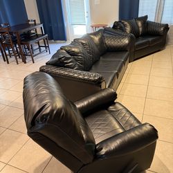 Leather couch set 3 piece