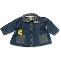 Baby looney tunes vintage tweety bird apple blue denim jacket top