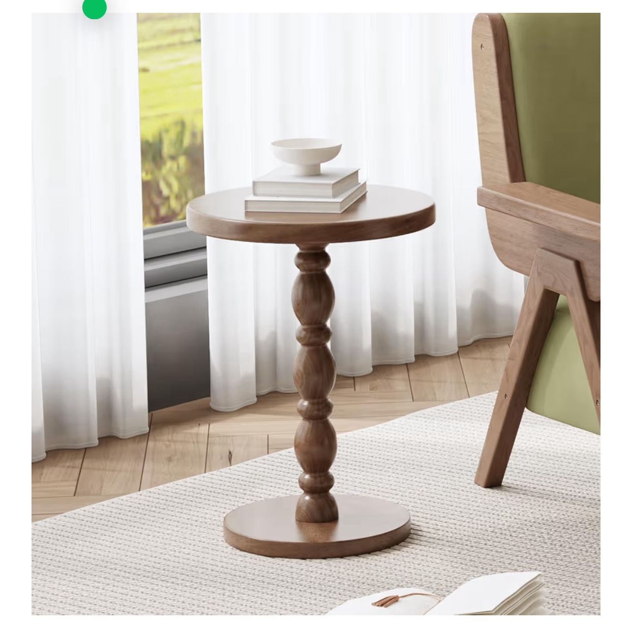 K-2)Mid Century Modern Round Wood Side Table