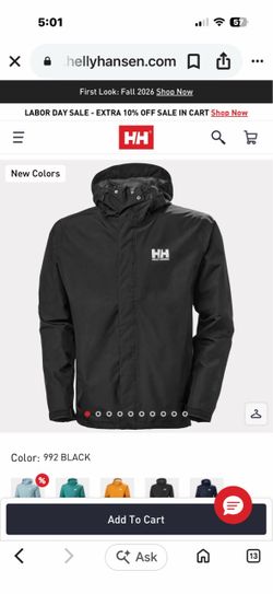 Helly Hansen Black Hooded Rain Jacket