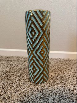 Gold and teal vase
