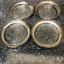 Set Of 4 Vintage Glass With Silver 