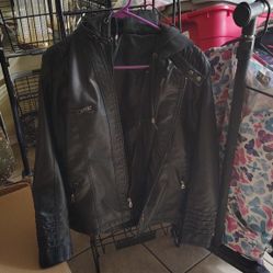 Large XL Womens Black Leather Jacket 