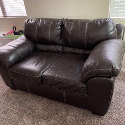 Couch & Love Sofa Brown W/ White Stitch Trimming