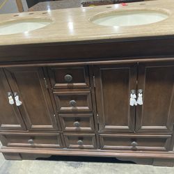 48” Double Vanity Brown Shaker Bathroom Sink Cabinet -B2183