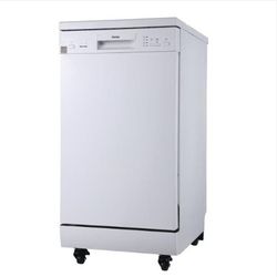 18 in. White Electronic Portable 115120-volt Dishwasher with 4-Cycles with 8-Place Settings Capacity