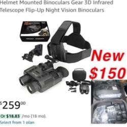 New Helmet Mounted Binoculars Gear 3D Infrared Telescope Flip-Up Night Vision Binoculars$150 pick up east Palmdale cash only