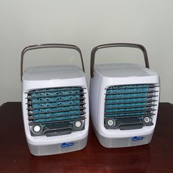 Pair Portable Desk/Tabletop Evaporative Coolers USB Powered White Water