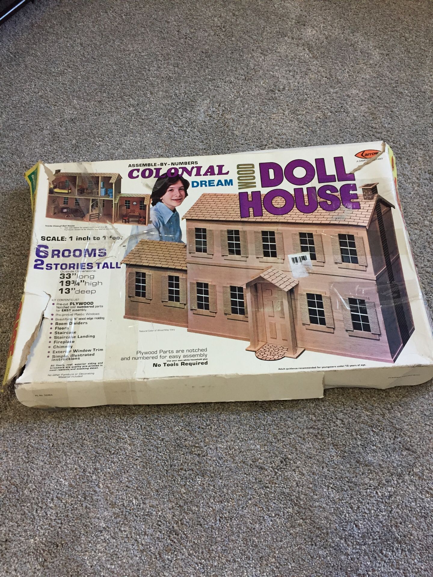 Dollhouse kit colonial 1979 Arrow wooden complete