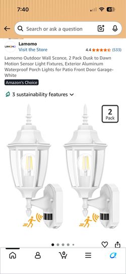 2-Pack Outdoor Wall Sconce, Dusk to Dawn Motion Sensor Light Fixtures #443