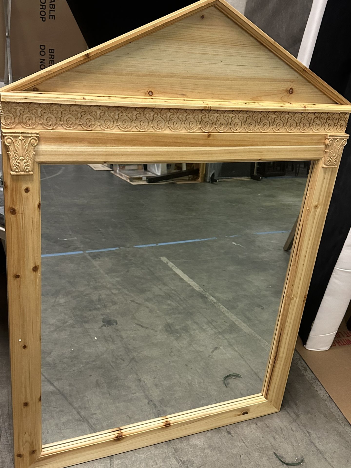 StyleCraft Home Collection H Pentagon Natural Wood Framed Full Length Wall Mirror 