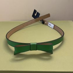 Kate Spade New York Size Small Green 19MM Leather Bow Belt  