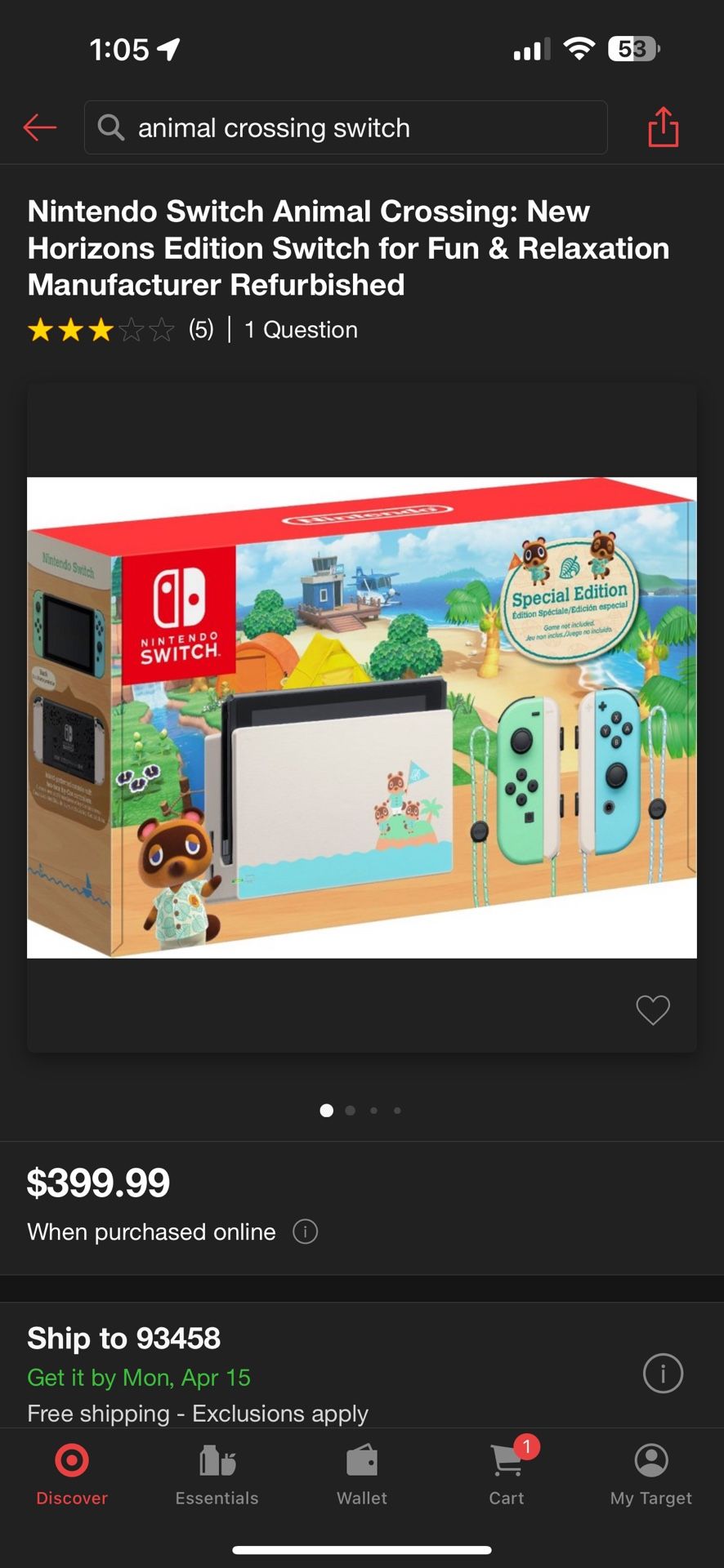 Nintendo Switch Animal Crossing Limited Edition 