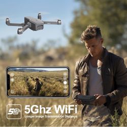 Brushless Motor Drone with 1080p Camera for Adults 5G Wifi Adjustable Lens One Touch Takeoff/Landing Altitude Hold Mini Foldable Drone with 2 Batterie