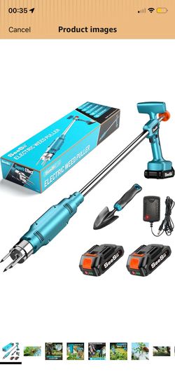 Seesii Electric Stand Up Weed Puller Tool with 20000RPM High-Torque Motor, TD4000 Battery Powered Garden Weeder Total 4000mAh, 3-Claw Steel Head for S