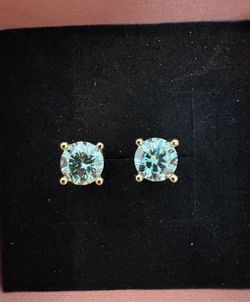 Caribbean Blue Moissanite Stud Earrings | 925 Sterling Silver – Ocean Blue Sparkle