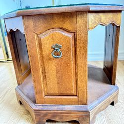 Antique Woodwn Table With GLASS top