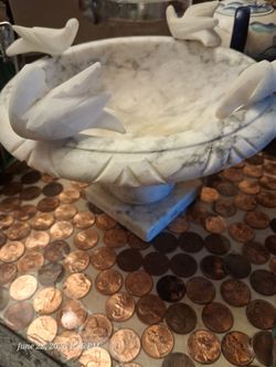 vintage Italian hand-carved alabaster bird bath