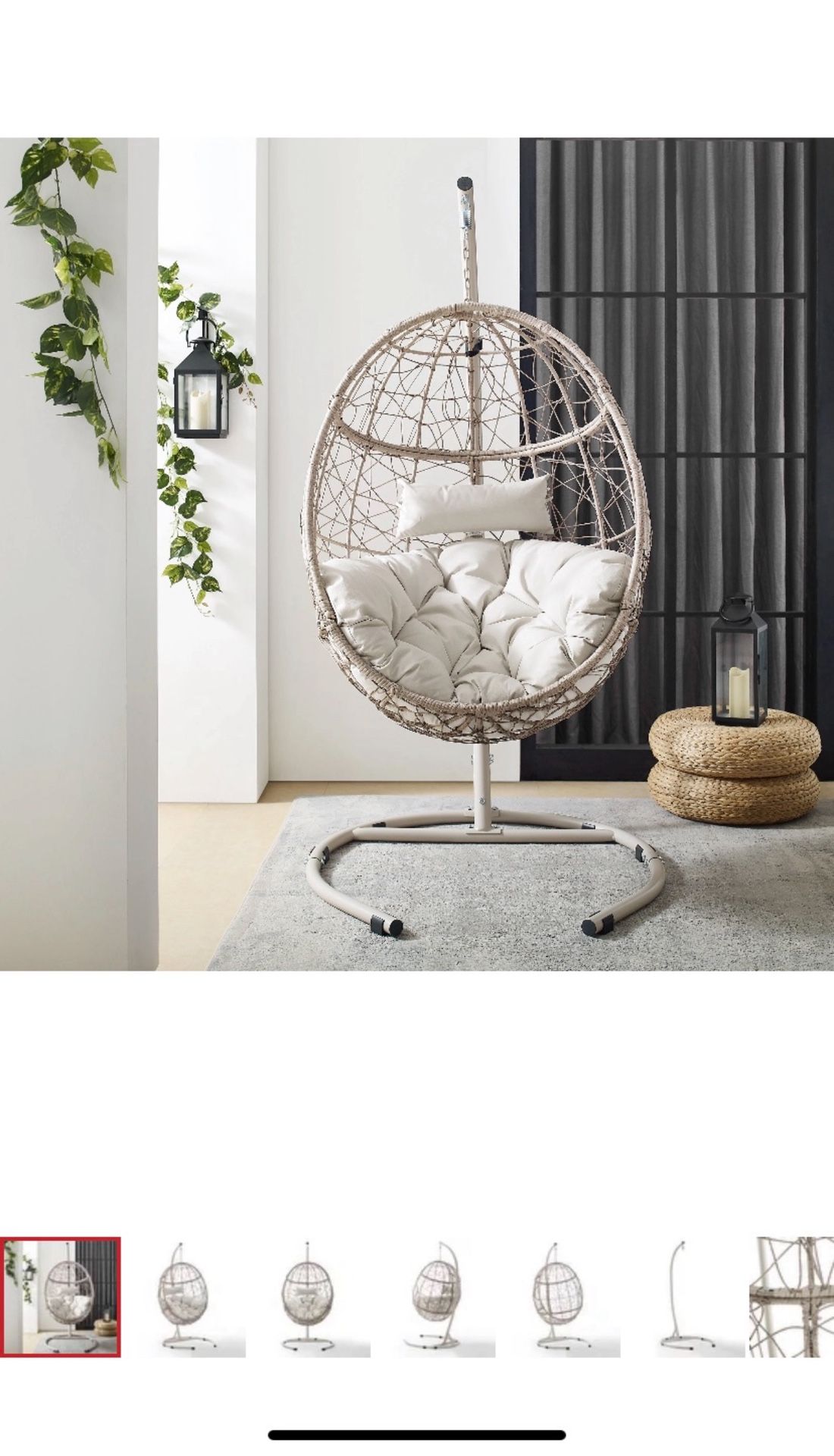 Cleo Outdoor/ Indoor Wicker Hanging Egg Chair - 42"W x 42"D x 81"H