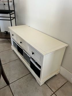 White TV Stand / Storage Console with Drawers