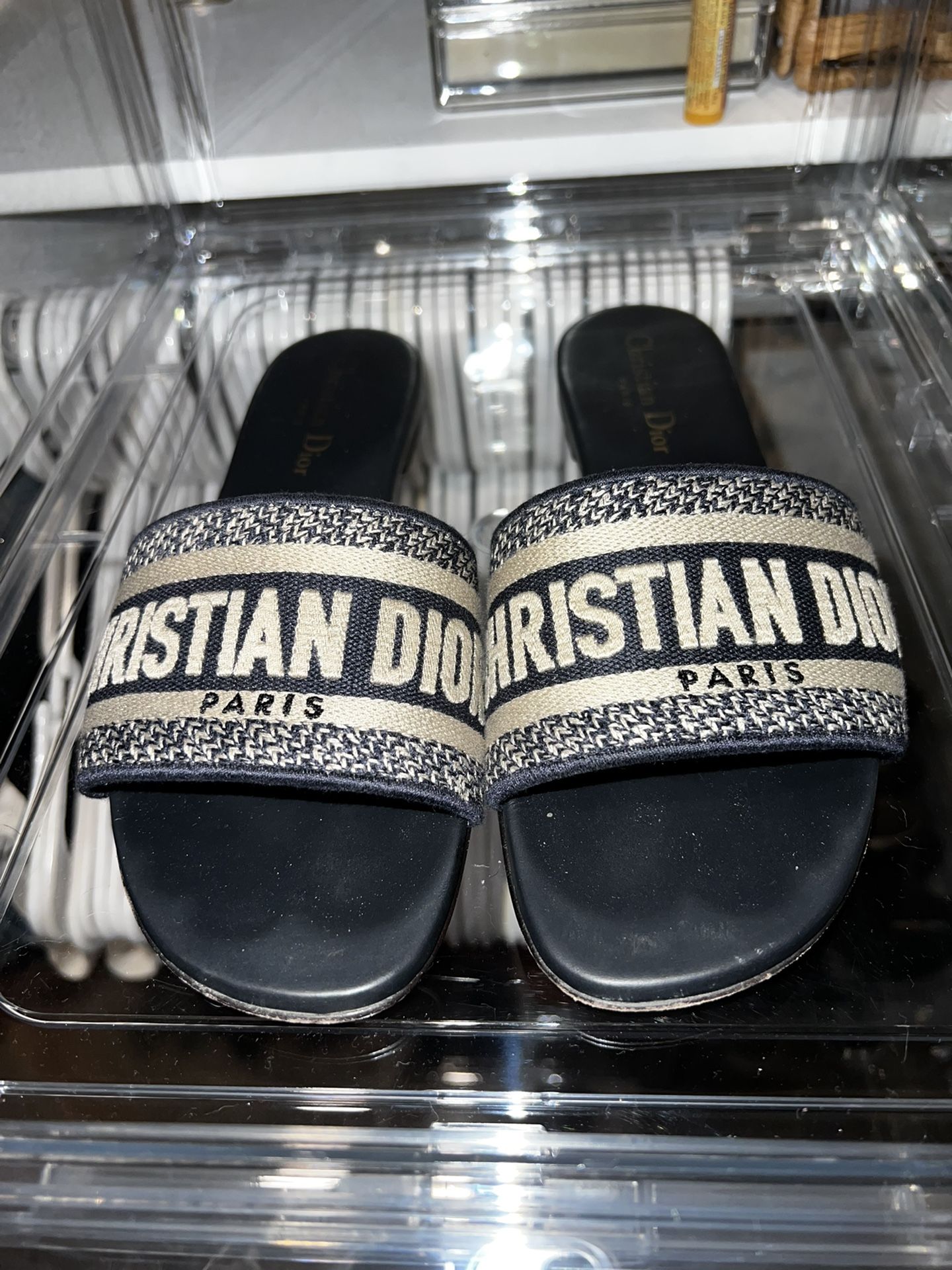 Womens Dior DWAY SLIDE Sandals Size 38 (US 8)