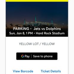 Dolphins Jets Parking Pass 