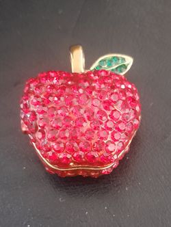 Jeweled Red Apple Trinket Box