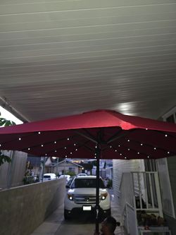 15 ft outdoor solar umbrella with base
