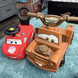 Disney cars ride on.  Mater does not have charger.  Both for $25