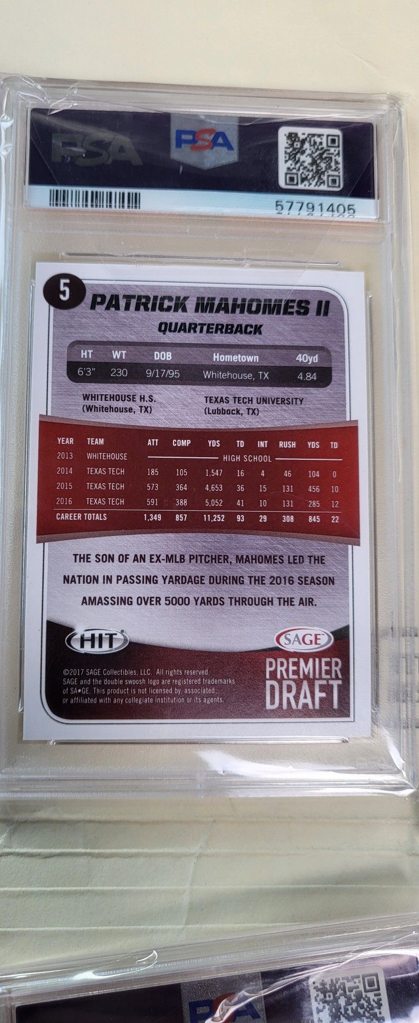 Patrick Mahomes Premier Draft Card