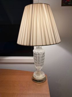 Crystal Glass Table Lamp with Pleated Shade