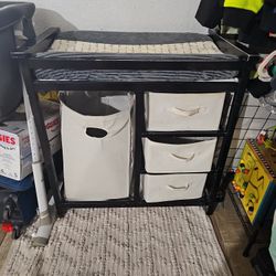 Baby Changing Table With Padding And Storage Bins