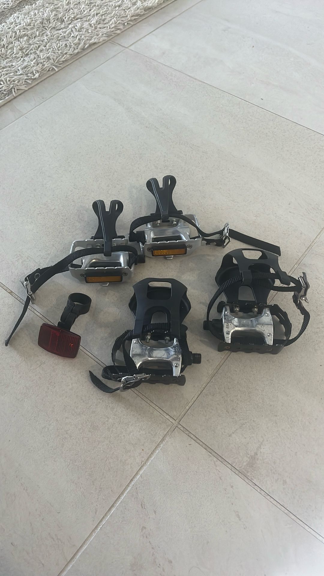 Two Sets Bicycle Petals With Foot Straps