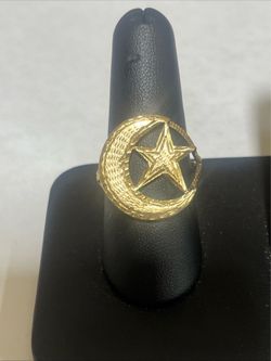 10k Yellow Gold Authentic Men's Ring Religious Islamic Crescent Moon Star