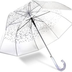 XL Clear Umbrella With Silver Shiny Dots- Photography/event