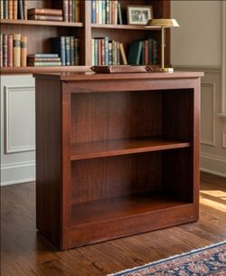 Cherry Wood Low Bookcase – Solid Wood & Veneer / Two-Shelf adjustable Storage Cabinet