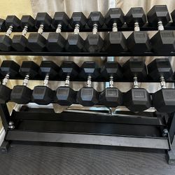 5-50lbs Dumbbells w/Rack 