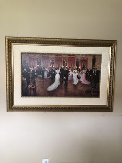 Evening Soiree. Jean Beraud Lithography. Golden frame