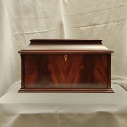 Vintage Antique Silver Chest Box Silverware Flatware Solid Wood Brass Mahogany Treasure Queen Anne 002